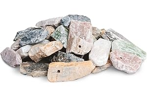 Honsell 79242 - Speckstein Amulett-Rohlinge, 30 Anhänger im Set, mit 3 mm Loch, sortiert in verschiedenen Größen (ca. 3 - 4 cm groß) in Grau-, Braun- und Grüntönen