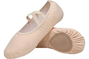 ACFODA Scarpe Danza Classica Tela Scarpette Ballo Mezze Punta Suola Spezzata Ginnastica Ballo per Bambini Ragazze Donna Adulto