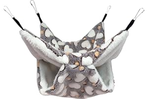 JUNERAIN Hamac 3 Couches pour Petits Animaux domestiques Hamac lit superposé Hamac en Polaire Corail pour Petit Animal Domestique Cage Douce et Chaude balançoire Lit à Suspendre pour Petits