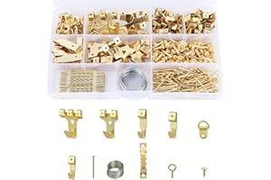 SOKEY 282Pcs Picture Hooks for Hard Walls, Heavy Duty Picture Hanging Kit for Frame Fixing Including Steel Hooks, Sawtooth Hangers, D-Ring, Steel Wire, Nails, Screws