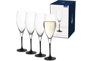Villeroy & Boch - Manufacture Rock, Ensemble De Flûtes À Champagne, 4 Pièces, 260 Ml, Cristallin, Transparent/Noir
