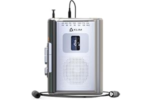 KLIM K8 Lettore Cassette Audio - Registratore Cassette - NUOVO Lettore di Cassette - Radio Cassette Player AM/FM - Microfono e Altoparlante Integrati - Jack per Cuffie e Cuffie - Argento