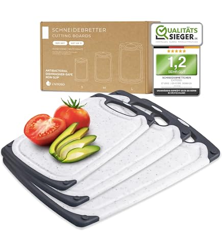 AKINOYAMA Set di 3 taglieri in plastica, per cucina con manico