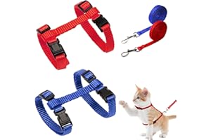 GRANTOP 2 pettorine per gatti morbide con guinzaglio, imbracatura regolabile in nylon per gattini, cuccioli, coniglio