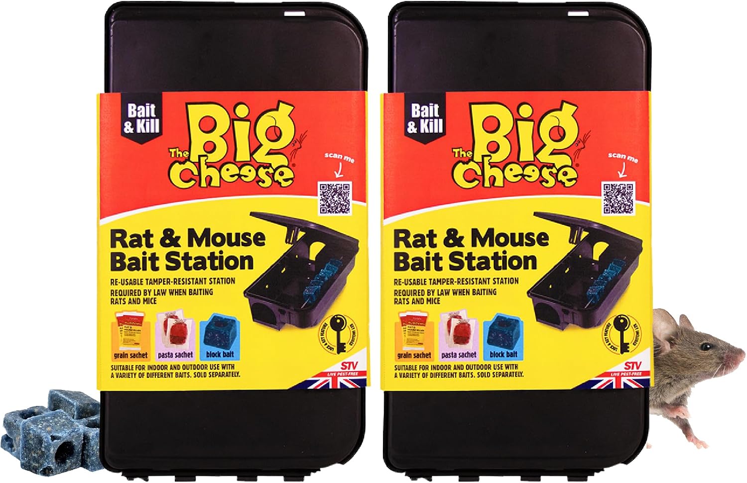 The Big Cheese Rat & Mouse Bait Station - Reusable Tamper-Resistant & Weather-Proof Rat Bait Box for Rat Poison - Lockable Li