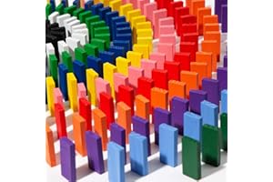 BigTree 240pcs Colourful Dominoes Wooden Building Block Kits Stacking Racing Game Building Board Game Family Play Racing Educational Christmas Birthday Gift for Adults Traditional