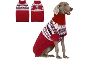 IECOii XXL Dog Jumper Christmas Turtleneck Sweater, Red Sweater For Extra Large Dogs, XX-Large