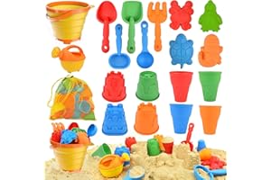 Sotodik 20 Pièces Jouets de Sable Enfants avec Seau de Plage Pliable, Pelle Plage,Moules à Sable,Sac en Filet pour Bac a Sable Intérieur Extérieur，Jouet Plage Bebe 3 4 5 6 an