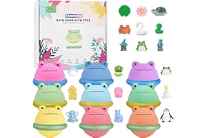 SHUCHING 9 Grande Bombas de Baño Rana para Niños con Juguetes, Bolas de Baño Infantiles con Sorpresa, Set de regalos Orgánico Natural para Cumpleaños Navidad
