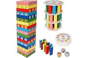 SWEETONE Tour mobile en bois à partir de 3 ans, tour empilable, jouet éducatif à partir de 3 ans, jeux d'adresse à partir de 4 ans, enfants garçons et filles