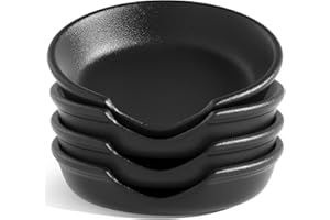 LE TAUCI Ceramic Spoon Rest, 12 cm Spoon Rest for Stove Top, Spoon Holder for Kitchen Counter, Coffee Spoon Dish, Utensil Rest for Cooking, Set of 4, Crude Black