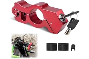 POSYLANE Motorcycle Handlebar Lock, Universal Throttle Brake Clutch Locks Set with Keys and Rubber Gaskets, Anti Theft Motorbike Security Accessories for Scooter Mountain Bikes All Terrain Vehicles(Red)