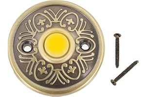 YUANPGKY Timbre de puerta de estilo vintage de hierro sólido, timbre redondo de metal, botón pulsador, botón de repuesto para puerta delantera del hogar