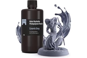 ELEGOO Resina Lavable al Agua Gris 1KG, Resina UV 405nm Curado Rápido Resina Fotopolímero para Impresora 3D/LCD/DLP