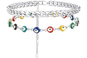 Supcare Tobillera de Acero Inoxidable Multicolores Ojo de Turco Perzonalizado Pulsera de Tobillera Nombre Letras para Mujer Regalo de Mujer Nina Amiga