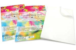 EVG Evergreen Goods 40 Sheets Printable Glossy White Vinyl Sticker Label | A4 Sheets, Waterproof | Self Adhesive, Compatible with Cricut | Sticker Making, Product Labelling, Professional Standard Prints