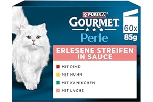 Gourmet Perle Erlesene Streifen Katzenfutter nass, Sorten-Mix, 60er Pack (60 x 85g)
