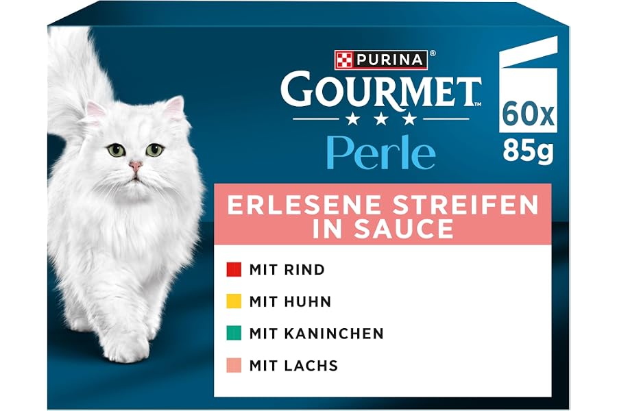 Gourmet Perle Erlesene Streifen Katzenfutter nass, Sorten-Mix, 60er Pack (60 x 85g)