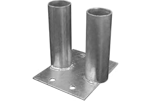 BAUZAUNWELT Bauzaun Bodenplatte (klein) - zum Aufdübeln auf festen Untergründen wie Beton - in 2 aufgeschweißte Hülsen werden die Standrohre der Mobilzäune gesteckt - ideal für dauerhafte Absperrungen