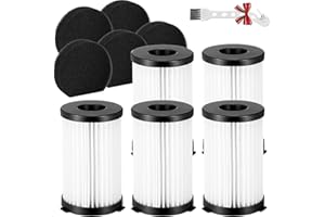 QAQGEAR Zamienne filtry HEPA do odkurzacza MOOSOO D600 D601 do odkurzacza przewodowego Iwoly V600, 6 filtrów HEPA + 6 filtrów gąbkowych + szczotka do czyszczenia, zmywalna, wielokrotnego użytku