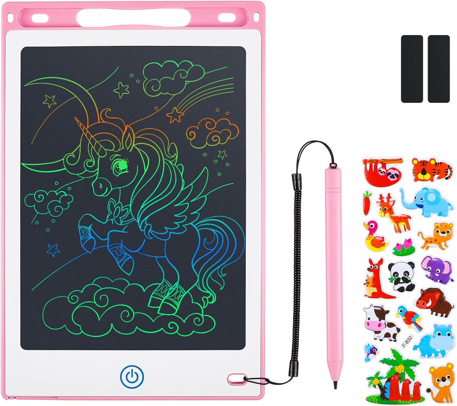 Coozlon LCD Writing Tablet for Kids, 8.5 Inch Erasable LCD Drawing Tablet for Kids with Lock Function Drawing Board for Doodle Drawing and Memo Lists,Free Animal Cartoon Stickers, Cherry Pink