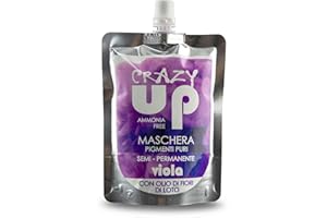 POP ITALY Crazy Up Maschera Colorante Senza Ammoniaca Semipermanente per Capelli - 200 ml (Viola)