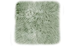 ‎-LUXOR- LIVING -LUXOR- living Sitzkissen aus echtem Schaffell – kuscheliges & bequemes Stuhlkissen, Lammfell Sitzauflage für Stühle & Bänke, 34 x 34 cm Salbei, 1 Kissen