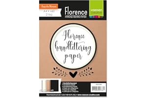 ‎VAESSEN CREATIVE Vaessen Creative Florence Glattes Handlettering Papier, In den Farben Weiß, Elfenbein, Kraft Braun und Schwarz, 216 g/m², 60 Stück, DIN A4, für Aquarellmalerei, Handlettering, und andere mehr