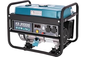 K&S KÖNNER&SÖHNEN Generador de doble combustible (gasolina y gas) KS 3000G, generador electrico gasolina 3000 W, 2x16A (230 V), 12V, generador 4 tiempos con (AVR), indicador de aceite, protección ante sobrecargas