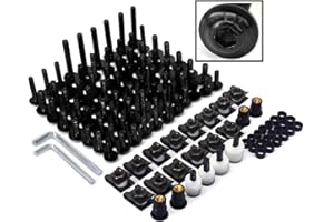 AN XIN Un Xin CNC en Aluminium Universal Billet Complet pour Moto Pare-Brise Boulons de Carénage kit Clip de Fermeture Écrou de vis de carrosserie pour Honda Yamaha Suzuki Kawasaki KTM Dirt Bike (Noir)