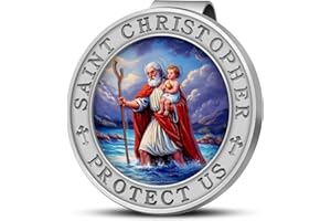 Anwlki Medal Świętego Krzysztofa Samochodowy Kolorowy Wytłoczony 3D Klip Wizjer Święty Krzysztof, religijny prezent dla rodziców, rodziny, przyjaciół, kierowców (1)