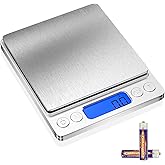 Gvolatee Electronic Kitchen Scales 3 kg / 0.1 g Stainless Steel Digital Scales with LCD Display and Tare Function, Automatic