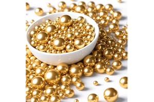 XYYIAILE Gold Pearl Sprinkles for Cake Decoration, 100g, Mix Size, Edible Sugar Pearls, Edible Gold Cake Topper Decorating, Cupcake, Cookies, Ice cream Topper, Wedding Party, Birthday, Christmas