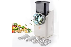 WAKKAPEINT Electric Cheese Grater, Vegetable Slicer with Three Drum Blades, Grater for Kitchen Faster and Easy Cutting, Electric Salad Maker Ideal for Cheese, Cucumber, Carrot, Nuts, etc.