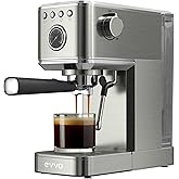 EVVO Cafetera Express Intensa, Presión de 20 bares, Cuerpo de Acero, Espressos y Capuccinos, 1350W, Doble salida, Portafiltro