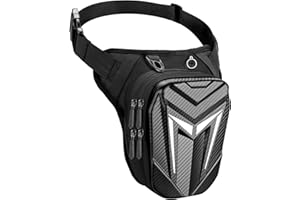 Mohard Sacoche de Jambe Moto, Sac d'Équipement Moto Jambe Réglable pour Femme Homme, Stockage Extensible & Bande Réfléchissante, Sac Banane Pochette Cuisse Multifontion pour Randonnée Cyclisme Pêche