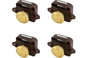 LIKERAINY Drawer Latches Push Button Locks Cupboard Cabinet Door Lock for Camper Van Caravan Ship Yacht Horsebox RV Motorhome Brown and Gold 4 Pieces