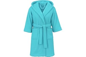 Dorian Home - Accappatoio Bambino e Bambina in Spugna con Cappuccio, Tasche, Cintura a Passanti e Gancio, 100% Cotone Traspirante Ipoallergenico - Morbido Durevole Assorbente per Piscina, Mare, Bagno