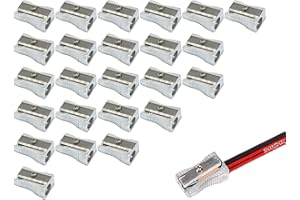 GINDDY Pencil Sharpener,24 Pcs Metal Mini Pencil Sharpeners Single Hole Metal Pencil Lip Liner Sharpener Manual Pencil Sharpener Pencil Sharpener Makeup Ideal for Home School Office Supplies