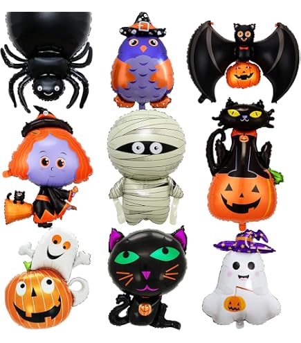 Palloncini In Foil Per Halloween ENLACE – 5 Pezzi Neri Con Motivi Ragno, Grandi 78 Cm, Decorazione Horror Per Feste A Tema