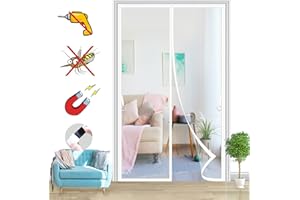 HRSMTY Zanzariera Magnetica per Porta, Adsorbimento Magnetico Anti Insetti, Tenda Zanzariera Porta, per Legno, Balcone, Porte in Alluminio, Installazione Facile,-White-B||70x180cm(27x70inch)