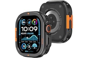 Amizee Métal Coque Compatible avec Apple Watch Ultra 3/2/1 49mm avec Couverture Arrière, Robuste Protecteur Anti-Rayures Coque pour iWatch 49mm, Noir