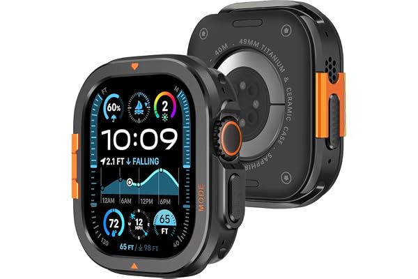 Amizee Metallfodral kompatibelt med Apple Watch Ultra 3/2/1 49 mm med bakskydd, robust stötfångarskydd anti-repor skyddsfodral för iWatch Ultra 49 mm