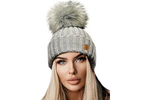 4sold para Mujer Invierno Más Cálido Sombrero Gorra with Large Pom Pom de la Bola Gorra Tejida Gorra Grande Snowboard Ski Bobble Circle Little Crystals