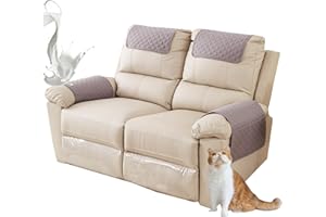 ZGDDPZA Armchair Arm Cover,Headrest Cover for Recliner Sofa Quilted Chair Arm Cover with Pockets Waterproof Non Slip Sofa Protectors Pet Dog (Light Gray,2-Seater 4pcs)