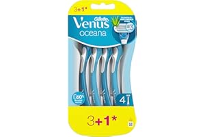 Gillette Venus Oceana Rasoio Donna 3 Lamette di Ricambio + 1 Gratis da 3 Lame, Rasatura Liscia con Striscia Idratante Aloe Vera, Usa e Getta