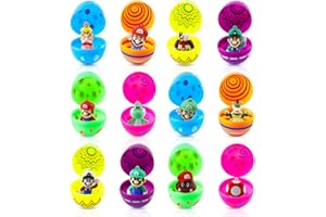 Sinaikepoo Pack of 12 Mario Easter Eggs with Toy, Fillable Easter Eggs with Cartoon Figures, Plastic Easter Eggs Filled Easter Eggs, Easter Eggs for Filling, Easter Gifts Children