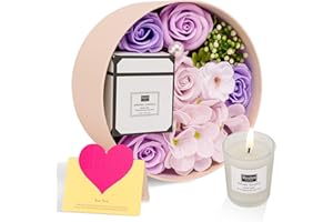 ANBET Mujer Flores de Jabon Rosas Artificiales con Vela Aromatica Personalizados Regalo Dia de la Madre para Mama día de San Valentín Navidad Boda Original Decorar