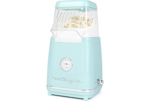 Nostalgia CLHAP12AQ Classic Retro Healthy Hot Air Tabletop Popcorn Maker, Makes 12 Coupes, with Kernel Measuring Scoop, Oil Free, Parfait pour les fêtes d'anniversaire, les soirées cinéma, Aqua