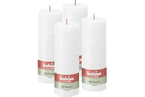 Bolsius Rustik Stumpenkerzen - Weiß - 4 Stück - 19 x 7 cm - Dekorative Haushaltkerzen - Länge Brenndauer 85 Stunden - Unparfümierte - Natürliches Pflanzenwachs - Ohne Palmöl